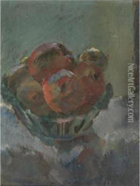 Obststillleben In Keramikschale (still Life With Fruits) Oil Painting - Anton Faistauer