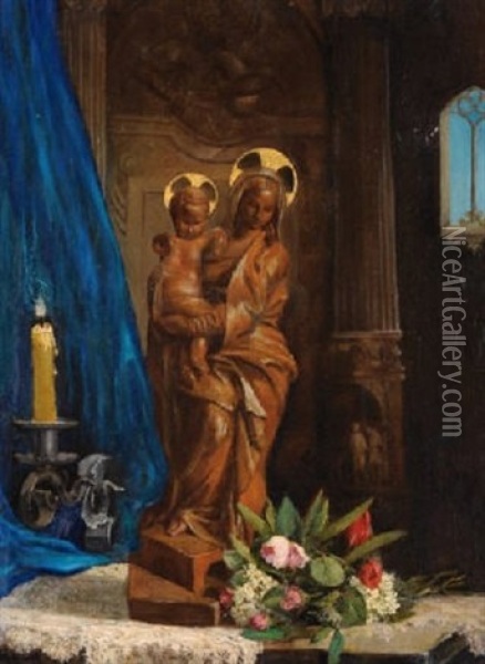 Vierge A L'enfant Oil Painting - Xavier Mellery