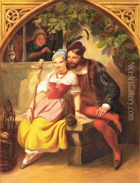 A Suitor Scene Oil Painting - Julius I Jacob