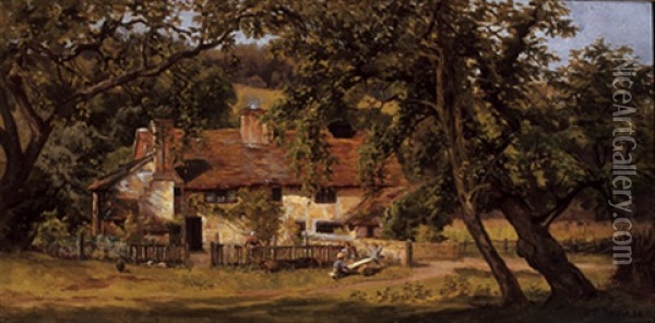Farmstead, Surrey Oil Painting - Gertrude E. Spurr Cutts