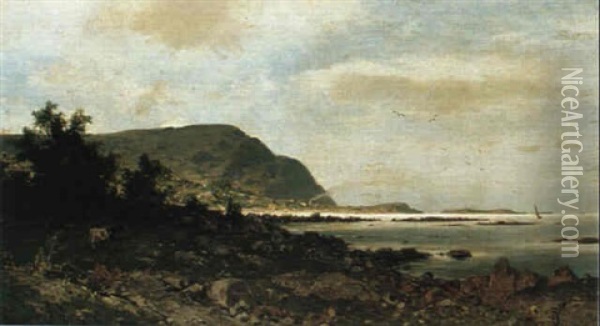 Kustlandskap Oil Painting - Axel Wilhelm Nordgren