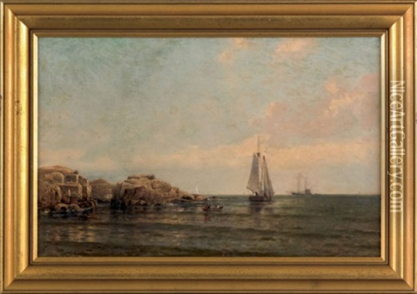 Coastal Scene, Possibly Marblehead, Massachusetts Oil Painting - Arthur Quartley