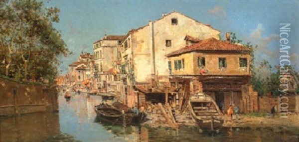 Grand Canal Venice Oil Painting - Antonio Maria de Reyna Manescau