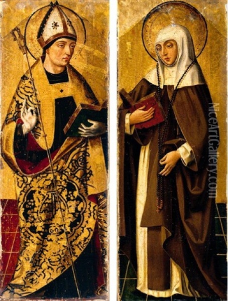 Saint Augustine (+ Saint Monica; Pair) Oil Painting - Pedro Berruguete