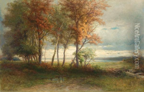 ''a Glimpse Of The Bay'' Oil Painting - Hendrik D. Kruseman Van Elten