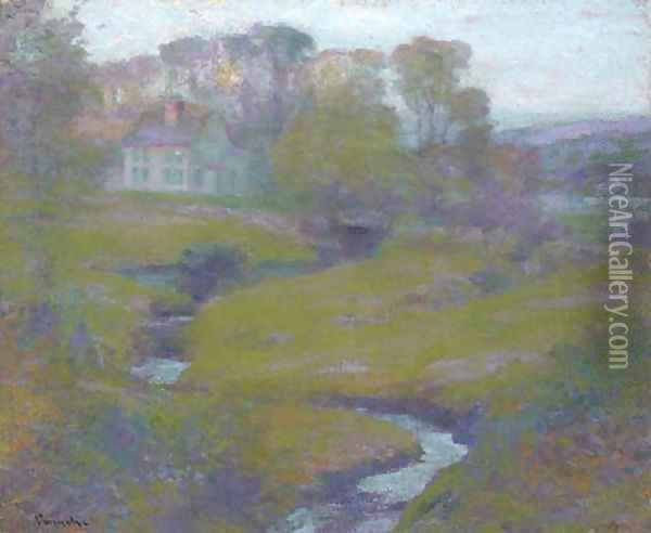 Lingering Rain, Moon and Eventide Oil Painting - Robert William Vonnoh