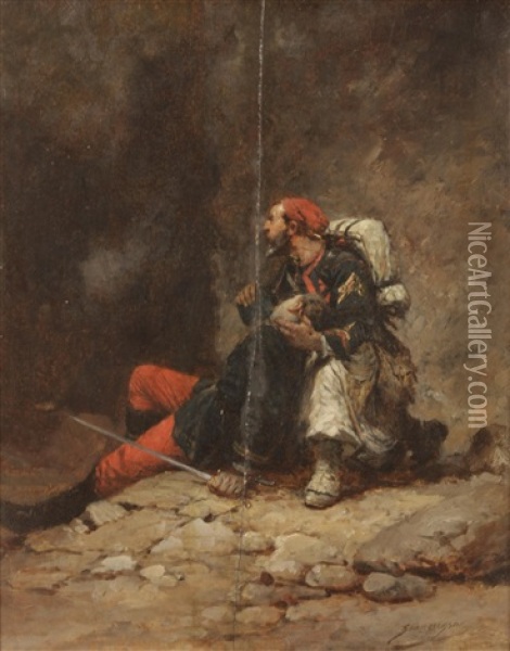 The Dying Captain Oil Painting - Wilfrid Constant Beauquesne