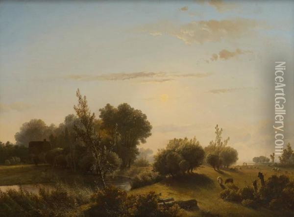 Troupeau De Moutons Dans Unpaysage Oil Painting - Pieter Lodewijk Francisco Kluyver