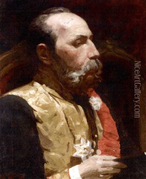 Portrait Of Fedor Gustavovich Terner (study For Formal Session Of The State Council In Honour Of Its Centenary On May 7, 1901) Oil Painting - Ilya Repin