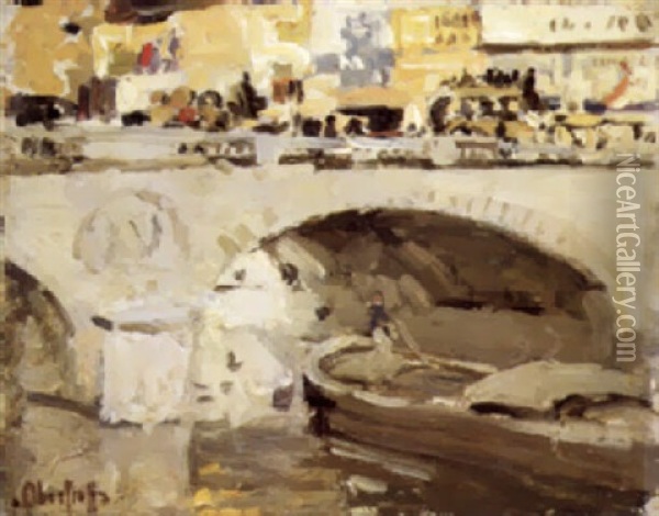 Seine, Paris Oil Painting - George Oberteuffer