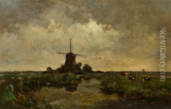 Landscape With Windmill Oil Painting - Cornelis Vreedenburgh