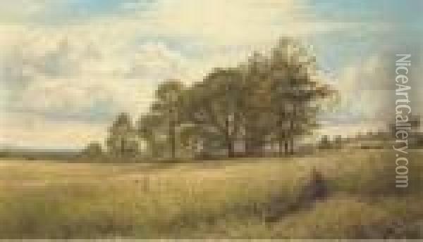 Summer Time: Through The Hayfield, Worcestershire Oil Painting - Benjamin Williams Leader