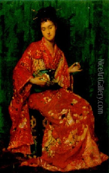 Portait Of A Lady Oil Painting - Emile Villa