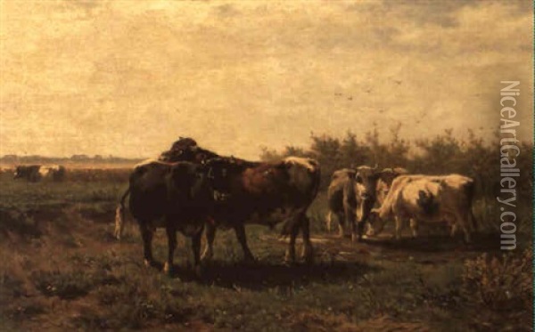 Paysage Avec Vaches Oil Painting - Johannes Hubertus Leonardus de Haas
