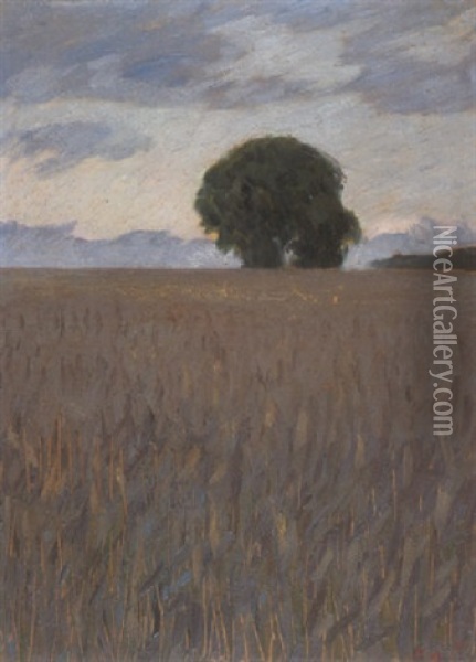 Baum In Den Feldern Oil Painting - Hans am Ende
