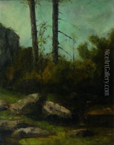 Paysage De Sous Bois Presume A La Garenne De Bussac En Saintonge Oil Painting - Gustave Courbet