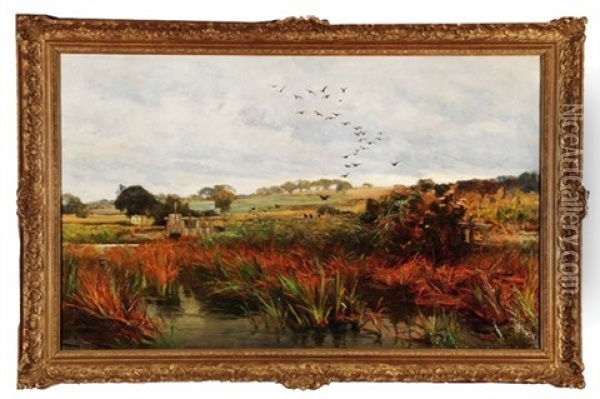 The River Near Bere Regis Oil Painting - Frederick (William Newton) Whitehead