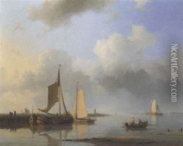 Shipping In A Calm Oil Painting - Abraham Hulk the Elder