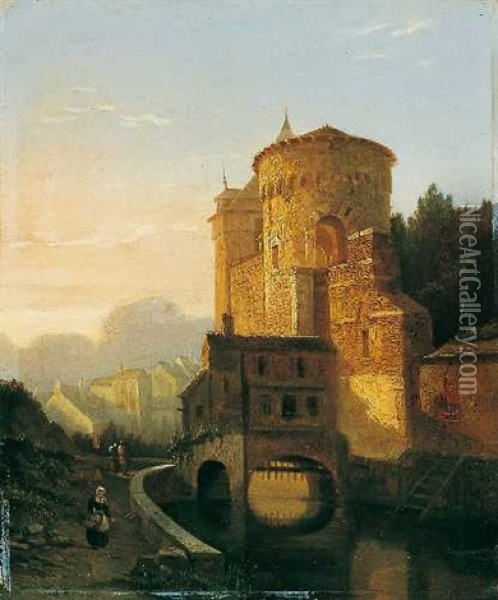 Landschaft Mit Schloss Oil Painting - Francois Jean Louis Boulanger