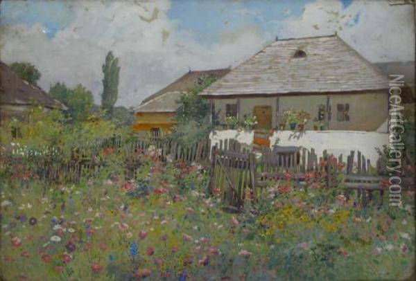Gradina Cu Flori Oil Painting - Nicolae Grant