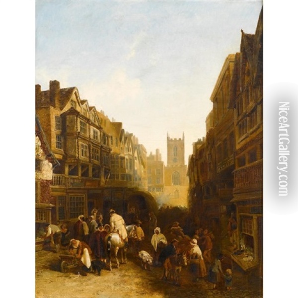 East Gate Row, Chester Oil Painting - Edmund John Niemann