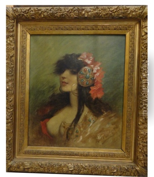 Portrait De Femme Oil Painting - Alfred Choubrac