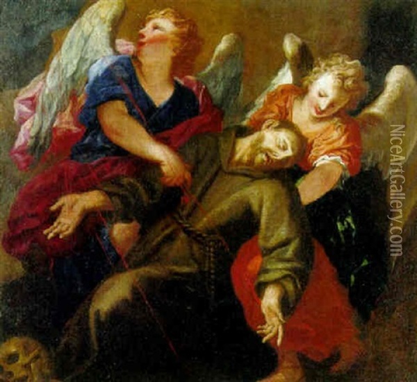 Saint Francis Receiving The Stigmata Supported By Two Angels Oil Painting - Pietro Dandini