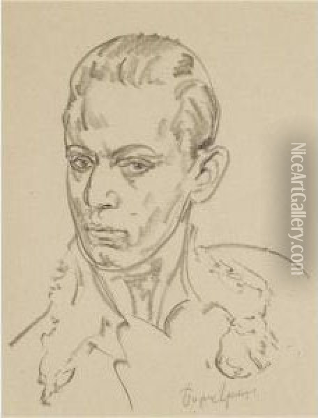 Portrait Of Serge Lifar Oil Painting - Dmitrievich Grigor'Ev Boris