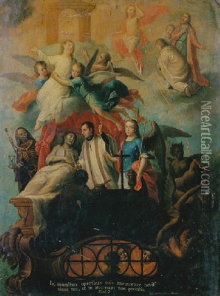 La Dormicion Y Asuncion De La Virgen Oil Painting - Jose De Paez