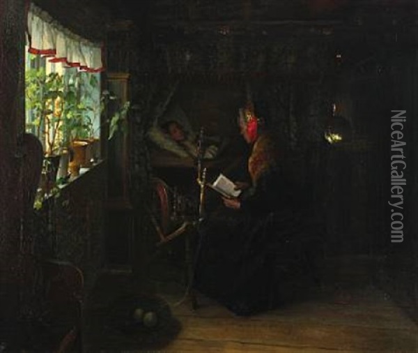 Interior Oil Painting - Valdemar Kornerup