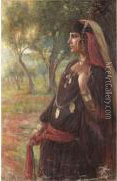 Bedouine Tunisienne Oil Painting - Albert Aublet