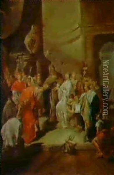 Le Nozze Di Galla Placida, Sorella Dell'imperatore Onorio,  Con Costanzo Oil Painting - Giovanni Battista Pittoni the younger