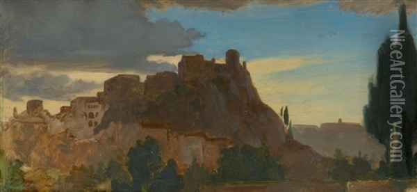 Olevano Oil Painting - Johann Heinrich Schilbach