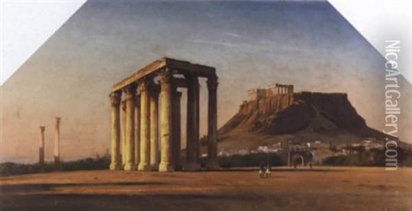 The Acropolis Oil Painting - Carl Johann Neumann