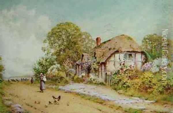 A Devonshire Cottage Oil Painting - J.A. Lynas Gray