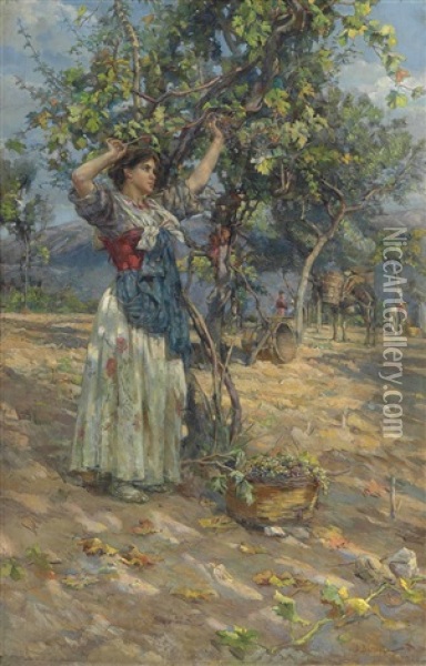 La Vendemmia: The Grape Harvest Oil Painting - Alessandro Battaglia