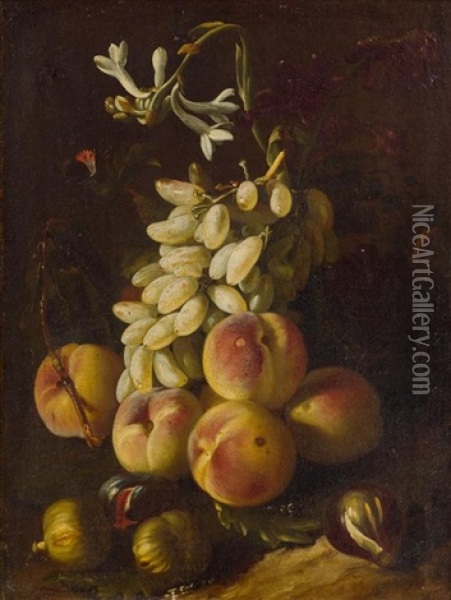 Stilleben Mit Trauben Und Pfirsichen Oil Painting - Abraham Brueghel