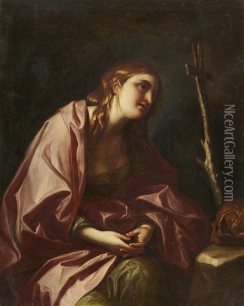 The Penitent Mary Magdalene With A Cross Oil Painting - Anton Raphael Mengs