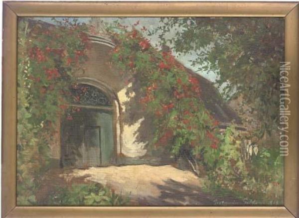 A Shady Enterence To A House In Geldern, Germany Oil Painting - Fritz Grotemeyer