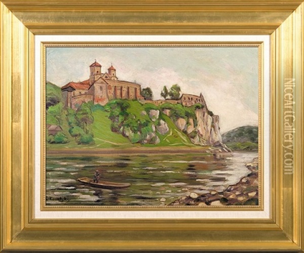 View Over The Benedictine Abbey Of Tyniec Oil Painting - Leon Kowalski