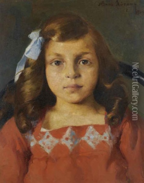 Girl In Red Oil Painting - Nicolas Lytras