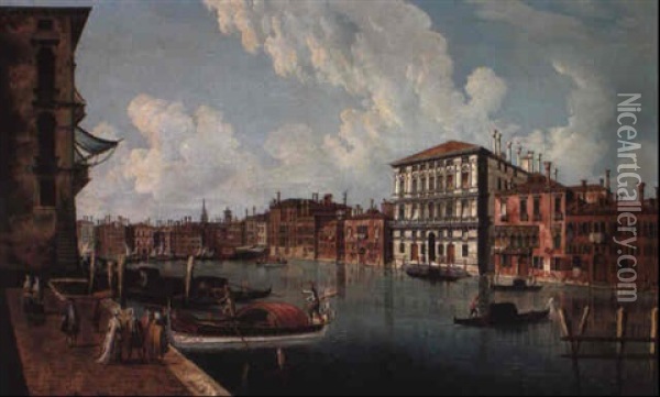 The Grand Canal, Venice, With The Ca' Corner Della Regina Oil Painting - Michele Marieschi