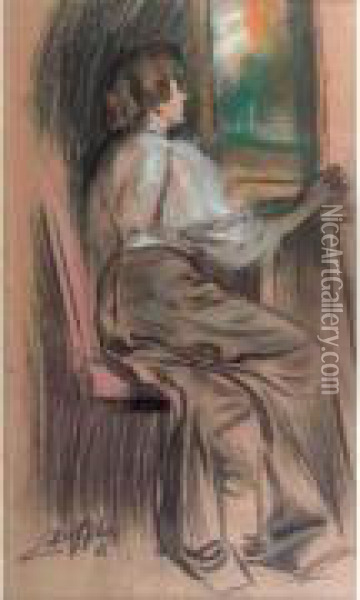 La Dessinatrice Oil Painting - Almery Lobel-Riche