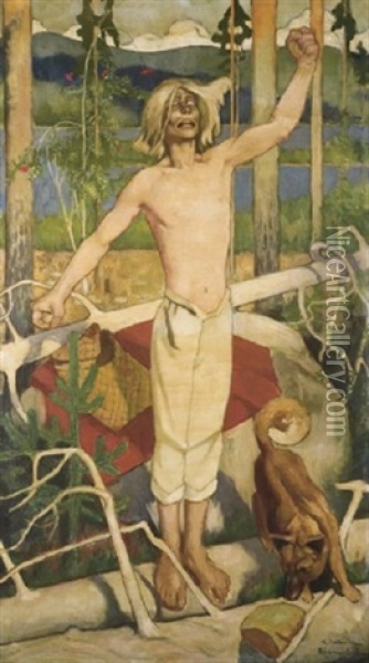 La Malediction De Kullervo Oil Painting - Akseli Valdemar Gallen-Kallela