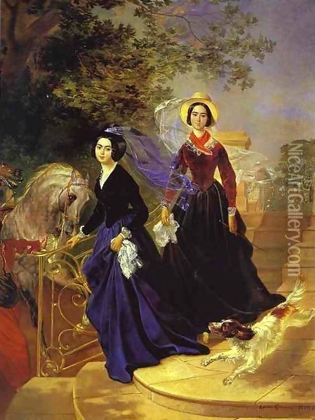 Portrait of the Shishmariov Sisters Oil Painting - Jules-Elie Delaunay