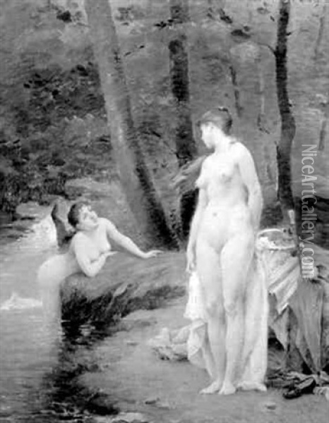 The Bathers Oil Painting - Jules Scalbert