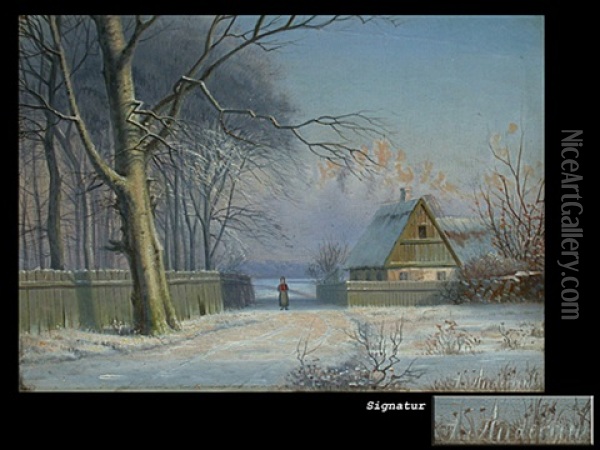 Der Winterspaziergang Oil Painting - Anders Andersen-Lundby