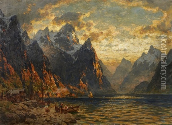 Am Westfjord Oil Painting - Carl August Heinrich Ferdinand Oesterley