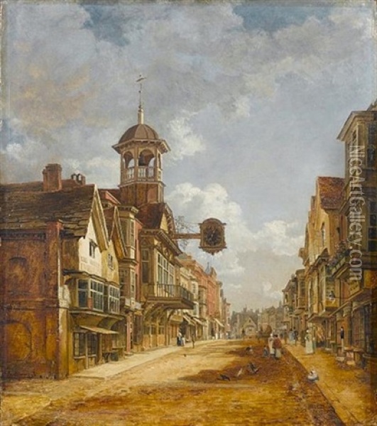 Guildford High Street Oil Painting - Charles Deane