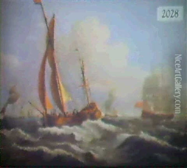 Ships Oil Painting - William Callcott Knell